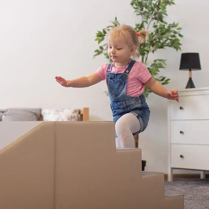 Soft Play Step and Slide Set - White and Beige
