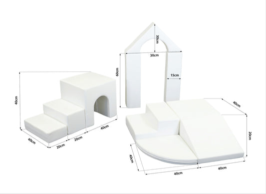 Soft Play 10 Foam Block Set - White Creativity