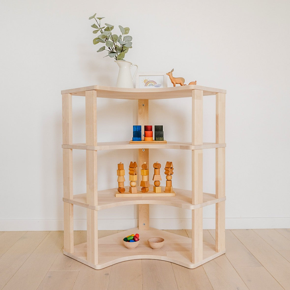 Modular Montessori Shelf Corner - 4 Shelves