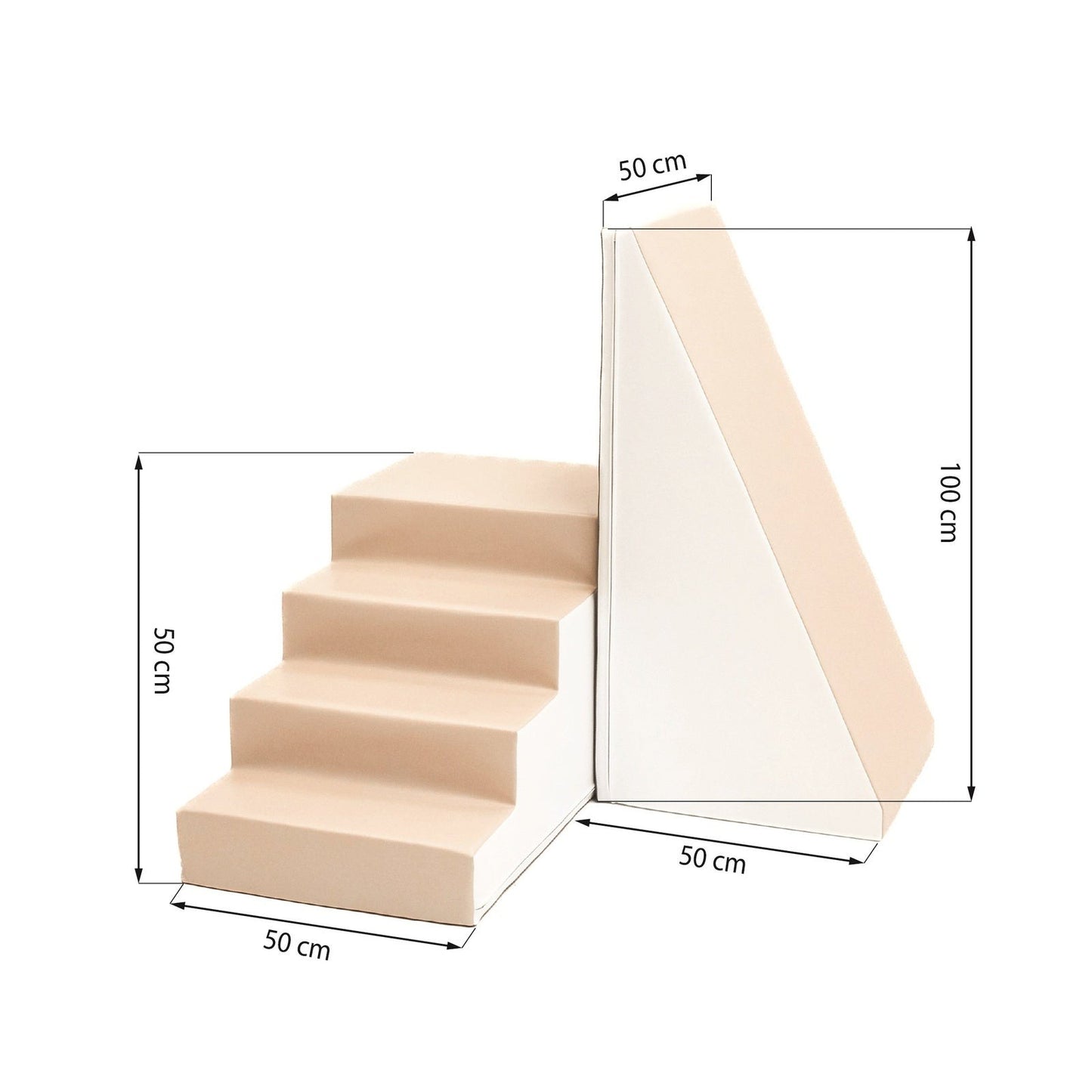 Soft Play Step and Slide Set - White and Beige