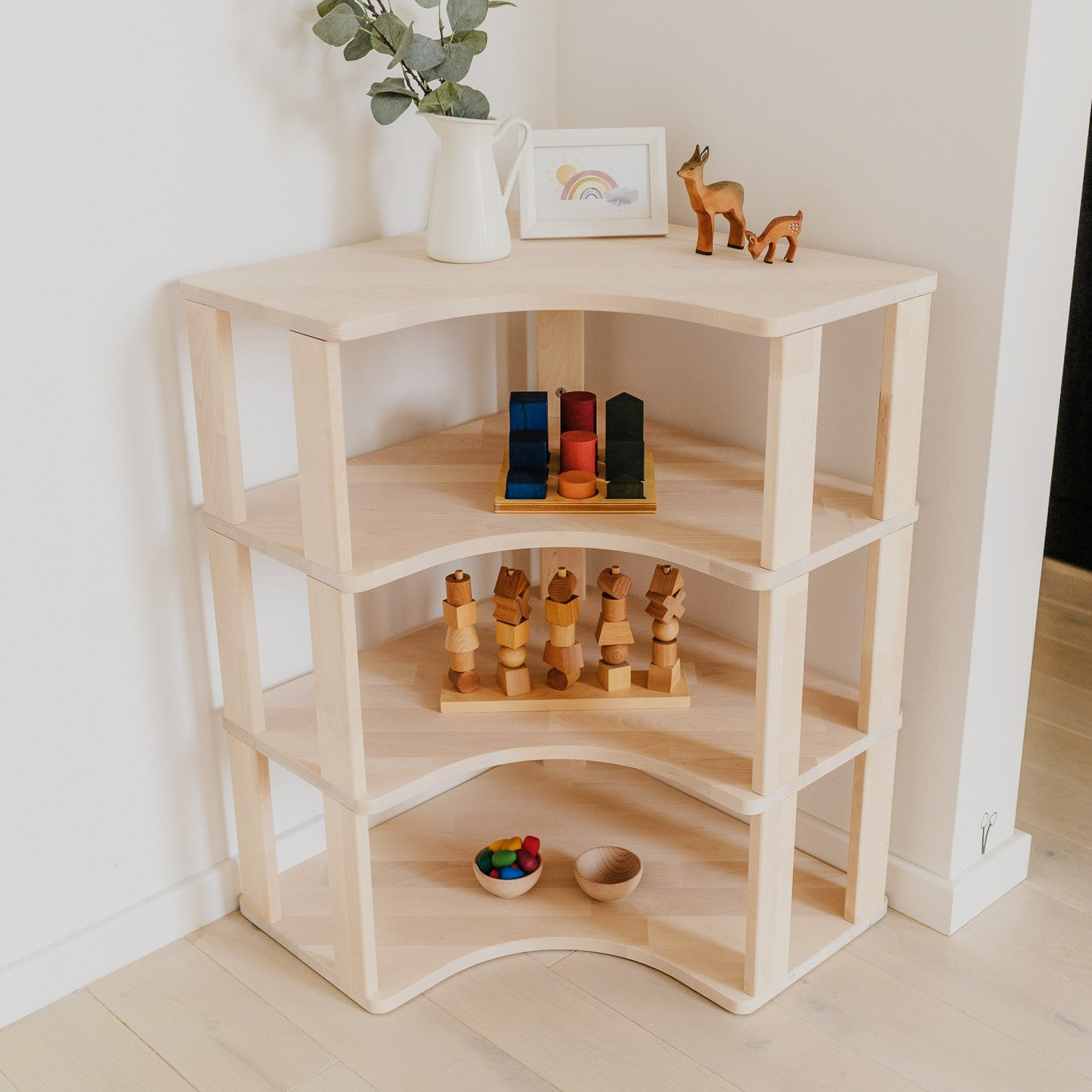 Modular Montessori Shelf Corner - 4 Shelves
