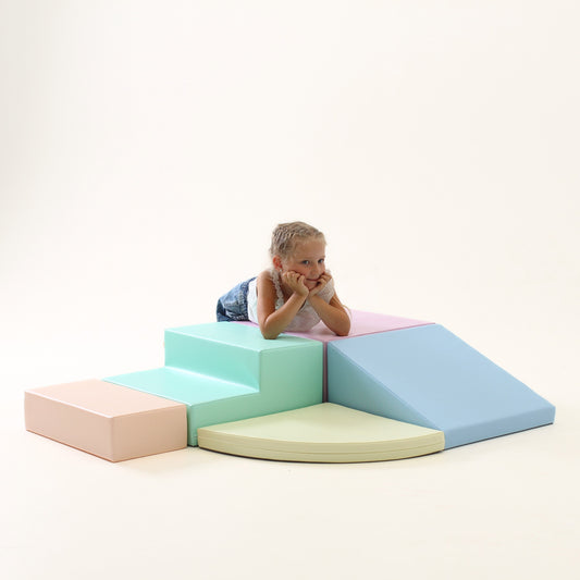 Soft Play 5 Foam Block Set - Light Pastel Corner Climber XL