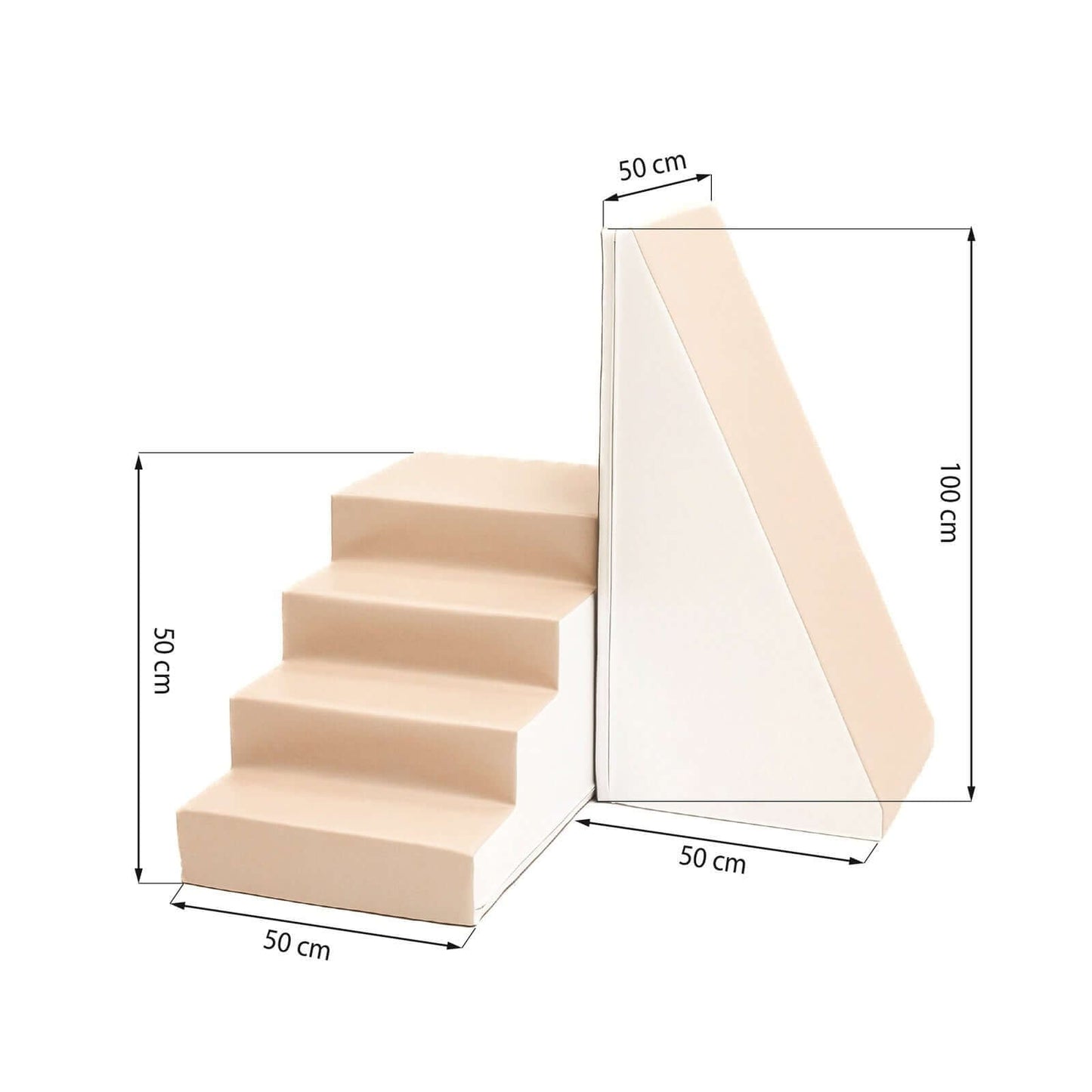 Soft Play Step and Slide Set - White and Beige